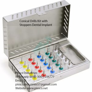 Conical Drills Kit with Stoppers Dental Implant