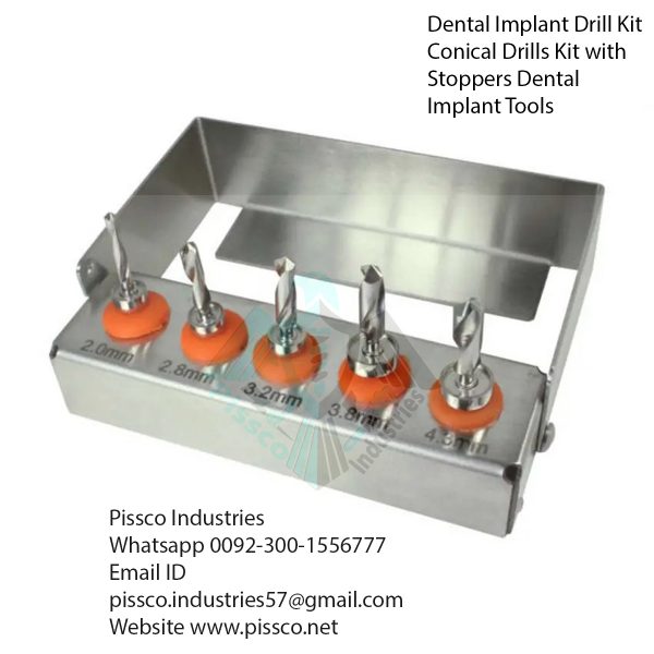 Dental Implant Drill Kit Conical Drills Kit with Stoppers Dental Implant Tools