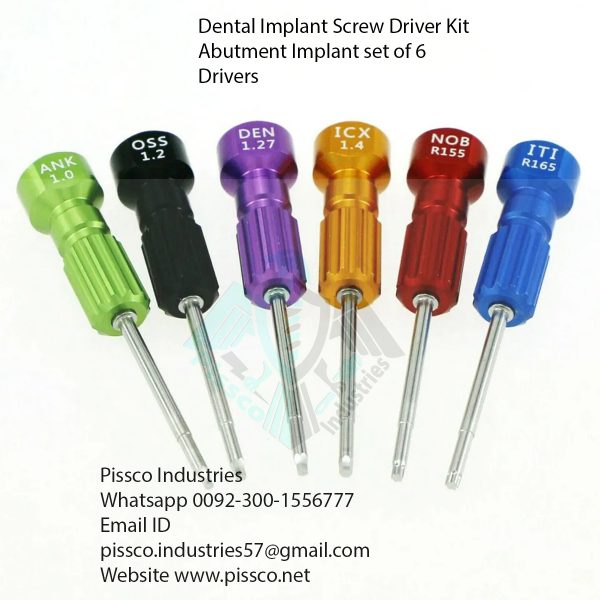Dental Implant Screw Driver Kit Abutment Implant set of 6 Drivers