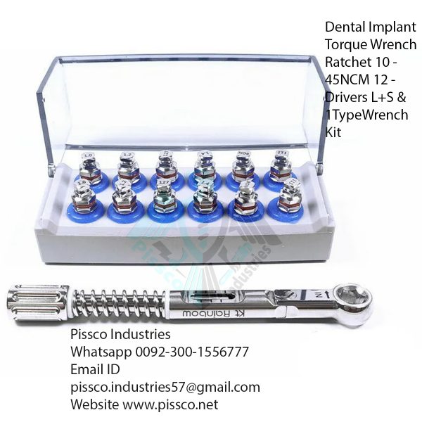 Dental Implant Torque Wrench Ratchet 10 - 45NCM 12 - Drivers L+S & 1TypeWrench Kit