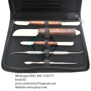 Laboratory Dental Wax Carving Tools Knives Plaster Palatinate Mixing Knife + Pouch Dental Instruments