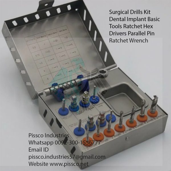 Surgical Drills Kit Dental Implant Basic Tools Ratchet Hex Drivers Parallel Pin Ratchet Wrench