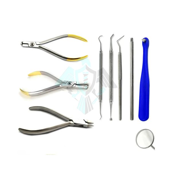 Orthodontic Dental Instruments Kit Ligature Wire Cutters Band Remover Scaler X7